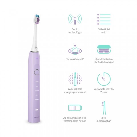 TrueLife SonicBrush Clean70 UV Levander Elektromos fogkefe Lila