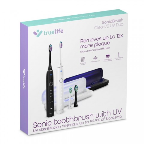 TrueLife SonicBrush Clean70 Duo UV Elektromos fogkefe 2db Fekete/fehér