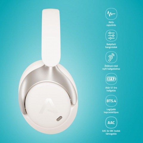 LAMAX HighComfort2 ANC Fehér Aktív zajszűrős Bluetooth fejhallgató LAMAX HighComfort2 ANC Fehér Aktív zajszűrős Bluetooth fejhallgató