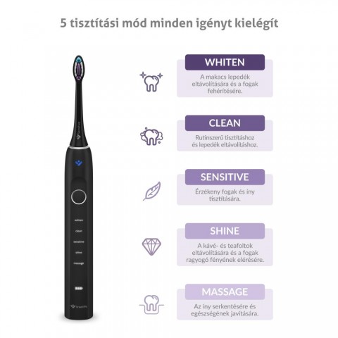 TrueLife SonicBrush Clean70 UV Black Elektromos fogkefe Fekete