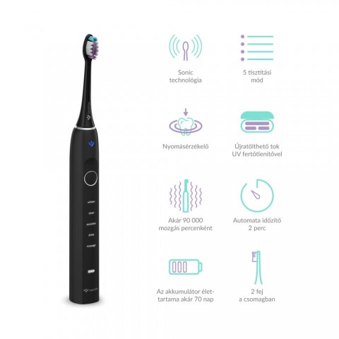 TrueLife SonicBrush Clean70 UV Black Elektromos fogkefe Fekete