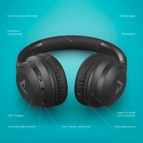 LAMAX Base2 vezeték nélküli fejhallgató BeatBass 40mm membrán