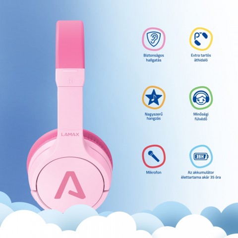 LAMAX BaseKid1 pink Gyerek Bluetooth fejhallgató rózsaszín