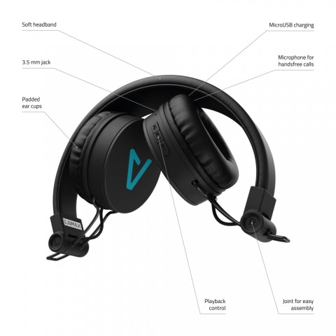 LAMAX Blaze2 Összecsukható Vezeték nélküli fejhallgató fekete