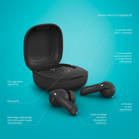 LAMAX Clips1 ANC Black vezeték nélküli fülhallgató fekete