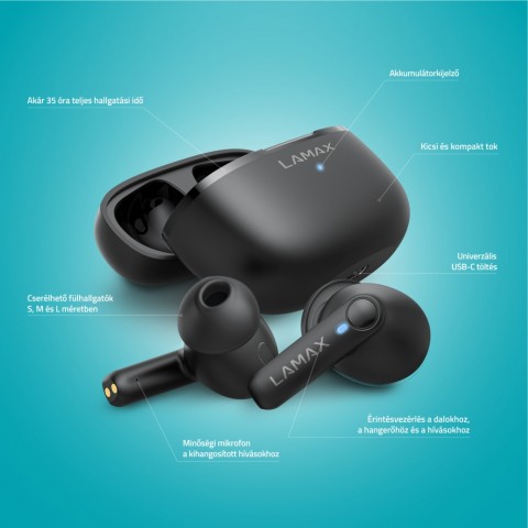 LAMAX Clips1 Play Black vezeték nélküli fülhallgató fekete
