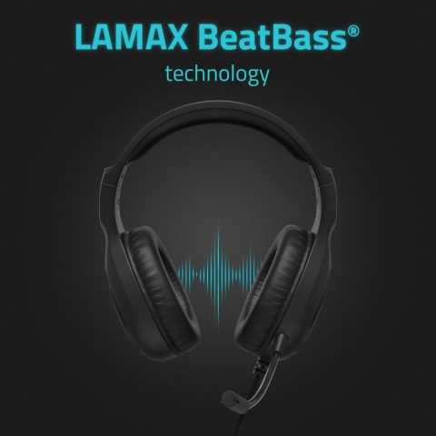 LAMAX Heroes Guard1 Gamer Fejhallgató LED világítással BeatBass