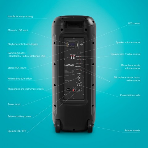 LAMAX PartyBoomBox700 Bluetooth hangszóró 700W Karaoke funkció,mikrofonnal