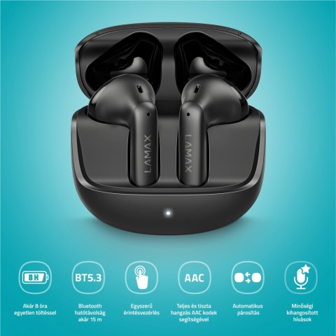 LAMAX Tones1 Black vezeték nélküli fülhallgató fekete