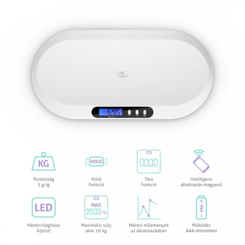 TrueLife B5 BT Digitális babamérleg Bluetooth alkalmazással