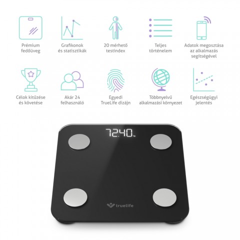 TrueLife FitScale W1 BT Black Okosmérleg Fekete