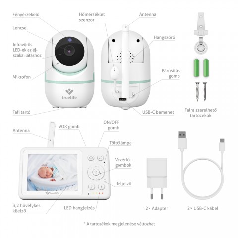TrueLife NannyCam R4 360 fok ban forgatható bébiőr