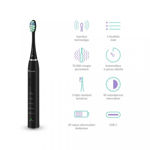 TrueLife SonicBrush Clean30 Black Elektromos fogkefe fekete