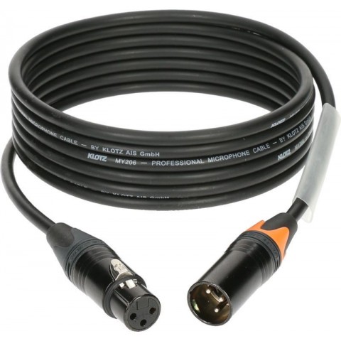 Klotz M1 mikrofonkábel színkódolással XLR 3p mama/papa fekete Neutrik csatlakozók - 10m