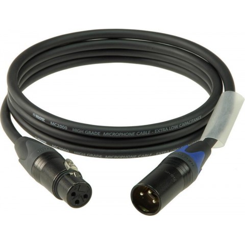 Klotz M2 mikrofonkábel színkódolással XLR 3p mama/papa fekete Neutrik csatlakozók - 5m