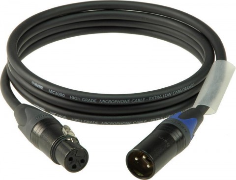 Klotz M2 mikrofonkábel színkódolással XLR 3p mama/papa fekete Neutrik csatlakozók - 7,5m