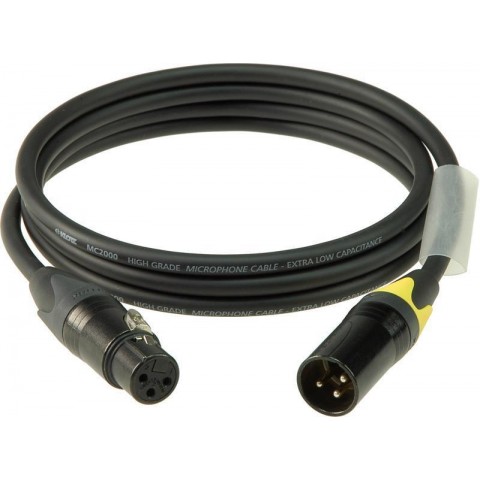 Klotz M2 mikrofonkábel színkódolással XLR 3p mama/papa fekete Neutrik csatlakozók - 3m