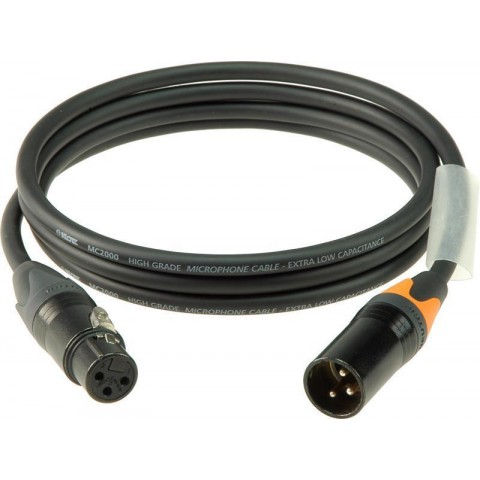 Klotz M2 mikrofonkábel színkódolással XLR 3p mama/papa fekete Neutrik csatlakozók - 3m