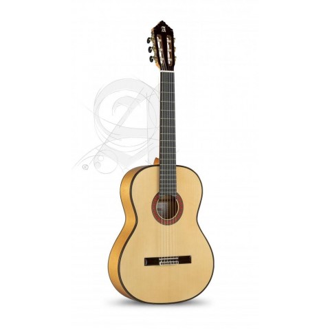 Alhambra Gitár Német lucfenyő tömör ciprusfa ébenfa fogólap Tokkal.