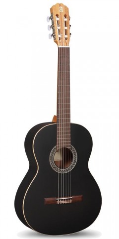 Alhambra Gitár 1C Black Satin cédrus mahagóni fekete indiai rózsafa fogólap szegélyezet tokkal