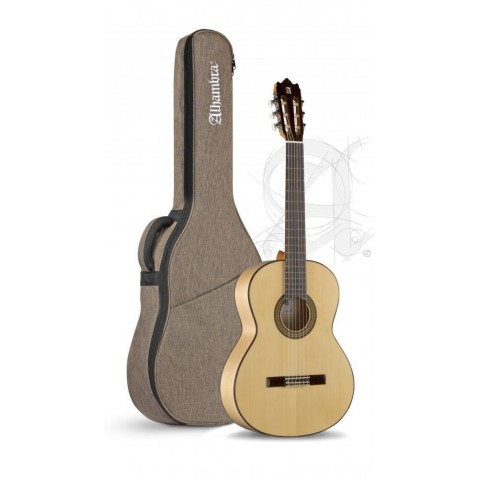 Alhambra Gitár 3 F Tömör lucfenyő fügefa indiai rózsafa fogólap átlátszó pickguard tokkal