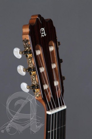 Alhambra Gitár Tömör lucfenyő fügefa ébenfa fogólap orange lakk átlátszó pickguard