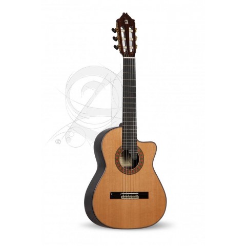 Alhambra Gitár Requinto 9P CW Cédrus tömör indiai rózsafa ébenfa fogólap. Kézimunka. Tokkal.