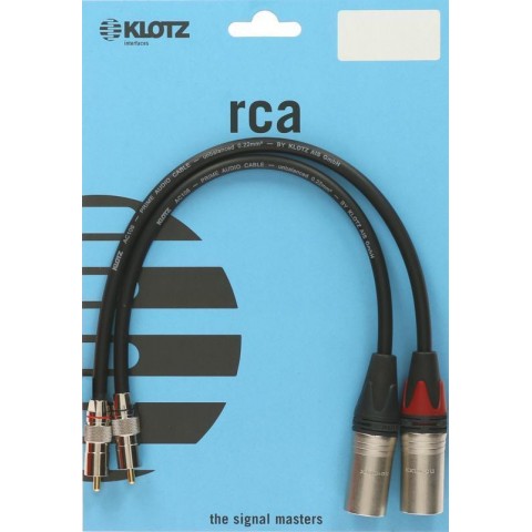 Klotz high-end RCA kábel egyenes RCA és XLR dugókkal - 0,9m