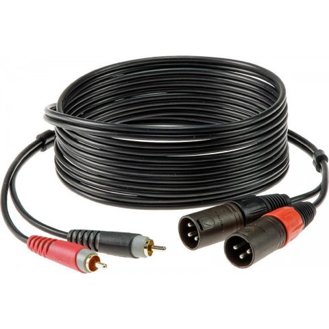Klotz pro ikerkábel egyenes RCA és XLR papa dugókkal - 1m