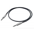 PROEL Szimmetrikus kábel 2 m fekete, 2x 6,3 mm S5CPRO sztereó jack dugó fémházas csatlakozók