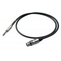 PROEL Aszimmetrikus kábel M, 5m fekete, 6,3mm S4CPROmono jack dugó és XLR 3FVPRO, HPC225 kábel