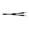 PROEL Inzert Y kábel, 3 m fekete, 3,5 mm sztereó jack dugó - 2 x 6,3 mono jack dugó, öntött