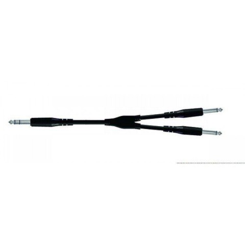 PROEL Inzert Y kábel 1,8 m fekete 6,3 mm sztereó jack dugó - 2x 6,3 mm mono jack dugó öntött