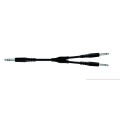 PROEL Inzert Y kábel, 3 m fekete, 6,3 mm sztereó jack dugó - 2 x 6,3 mm mono jack dugó, öntött