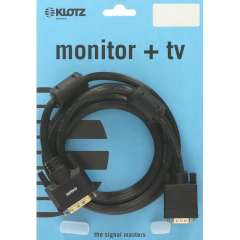 Klotz Könnyű monitor kábel aranyozott DVI-I és VGA csatlakozókkal - 2m