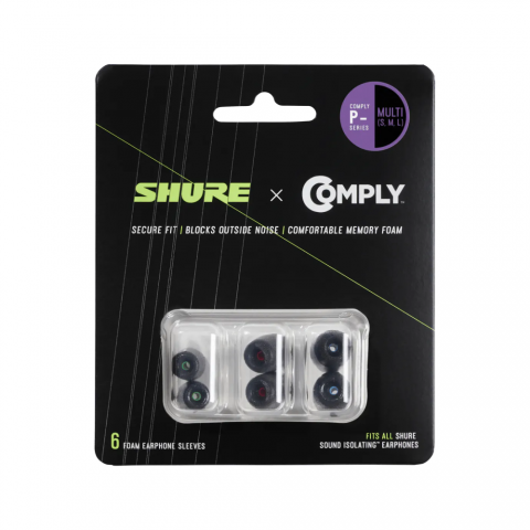 SHURE x Comply P series fekete szivacs SE és AONIC fülhallgatóhoz 3 pár különböző méret: S/M/L