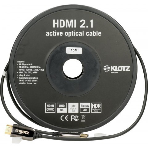 Klotz HDMI 2.1 AOC Link - aktív optikai kábel dugók védősapka nélkül - 15m