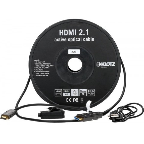 Klotz HDMI 2.1 AOC Link - aktív optikai kábel levehető HDMI-A HDMI-D adapterrel - 20m