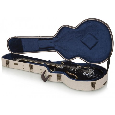 Gator Deluxe fa keménytok 335-ös stílusú üreges testű elektromos gitárhoz elegáns vintage külső bé