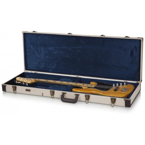 Gator Deluxe fa keménytok basszusgitárhoz elegáns vintage külső bézs