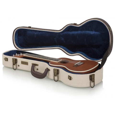 Gator Deluxe fa keménytok koncert ukuleléhez elegáns vintage külső bézs