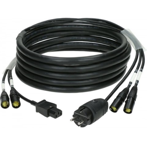 Klotz CAT7 és táp 3G2,5 hibrid kábel 2 x etherCON + Schuko => IEC - 10m
