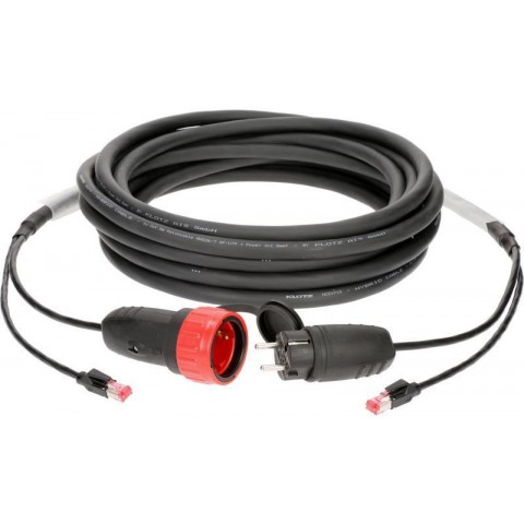 Klotz CAT5e és táp 3G1.5 hibrid kábel 1 x RJ45 + Schuko - 10m