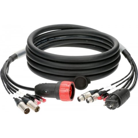 Klotz CAT5e és audió és táp 3G2.5 hibrid kábel 2 x RJ45 + 2 x XLR 3p + Schuko - 10m