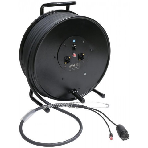 Klotz CAT5e és táp 3G1.5 hibrid kábeldob 1 x RJ45 => etherCON + Schuko => powerCON TRUE1 - 2,4m