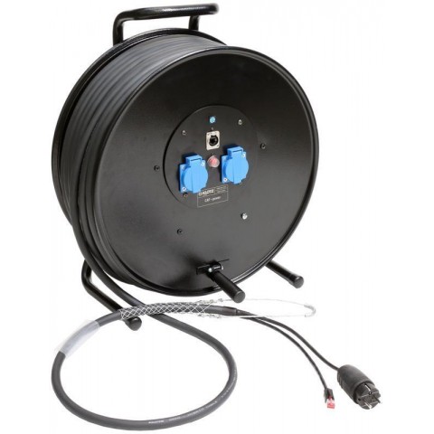 Klotz CAT5e és táp 3G1.5 hibrid kábeldob 1 x RJ45 => etherCON + Schuko - 2,4m