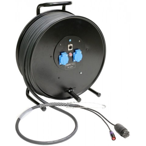Klotz CAT5e és táp 3G1.5 hibrid kábeldob 1 x etherCON + Schuko - 2,4m