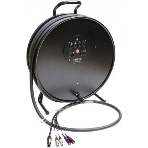 Klotz CAT5e és audió és táp 3G2,5 hibrid kábeldob 2 x etherCON + 2 x XLR 3p + powerCON TRUE1 - 2,5m