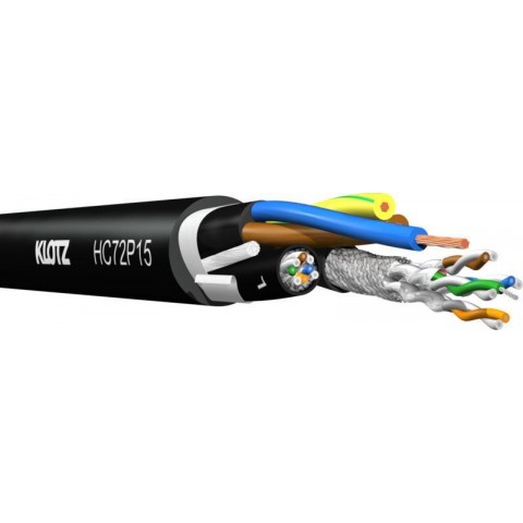Klotz hibrid kábel 2 x CAT7 patch + táp 1,5 mm²