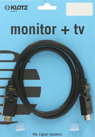 Klotz HDMI nagysebességű Ethernet kábellel 180º-kal elforgatható csatlakozókkal - 5m Klotz HDMI nagysebességű Ethernet kábellel 180º-kal elforgatható csatlakozókkal - 5m